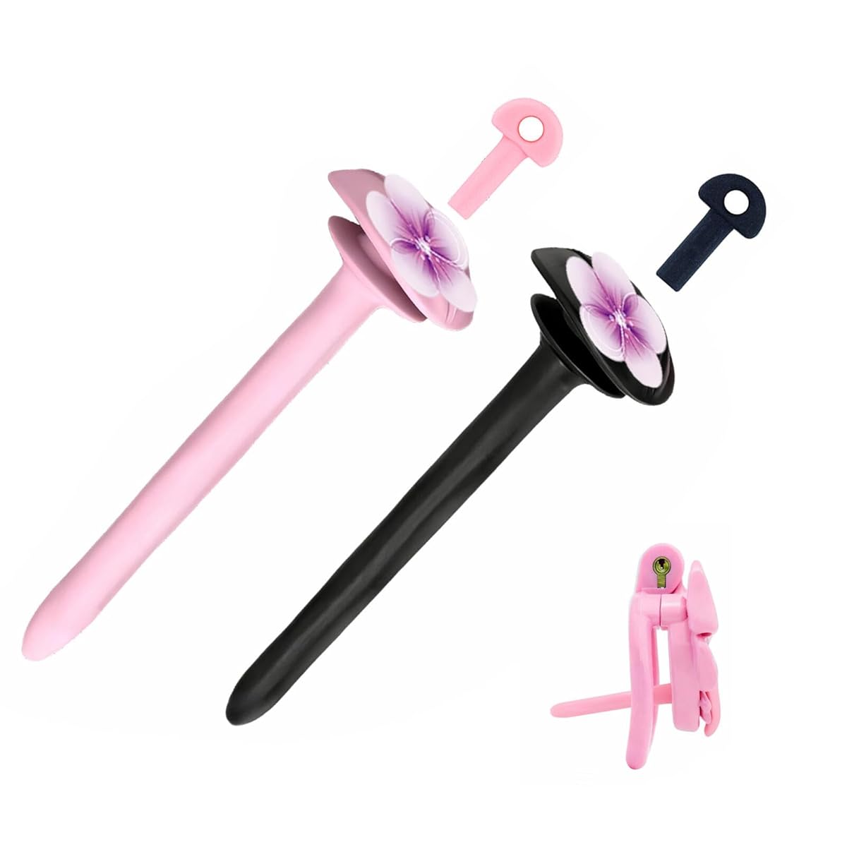 KKSEXY貞操帯用尿道プラグアクセサリーシリコン製中空貫通式ペニスプラグ 貞操体装着したまま排尿可能な取ズレ落ち防止拘束具 初級者向け（ ピンク）