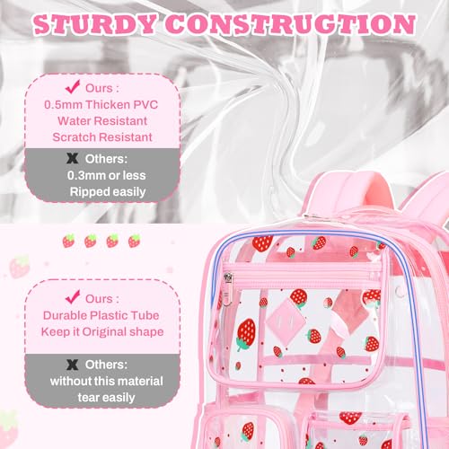 Image of PIG PIG GIRL Clear Backpack for School,Heavy Duty PVC Transparent Bookbag for Girls Stadium Approved See Through Backpack