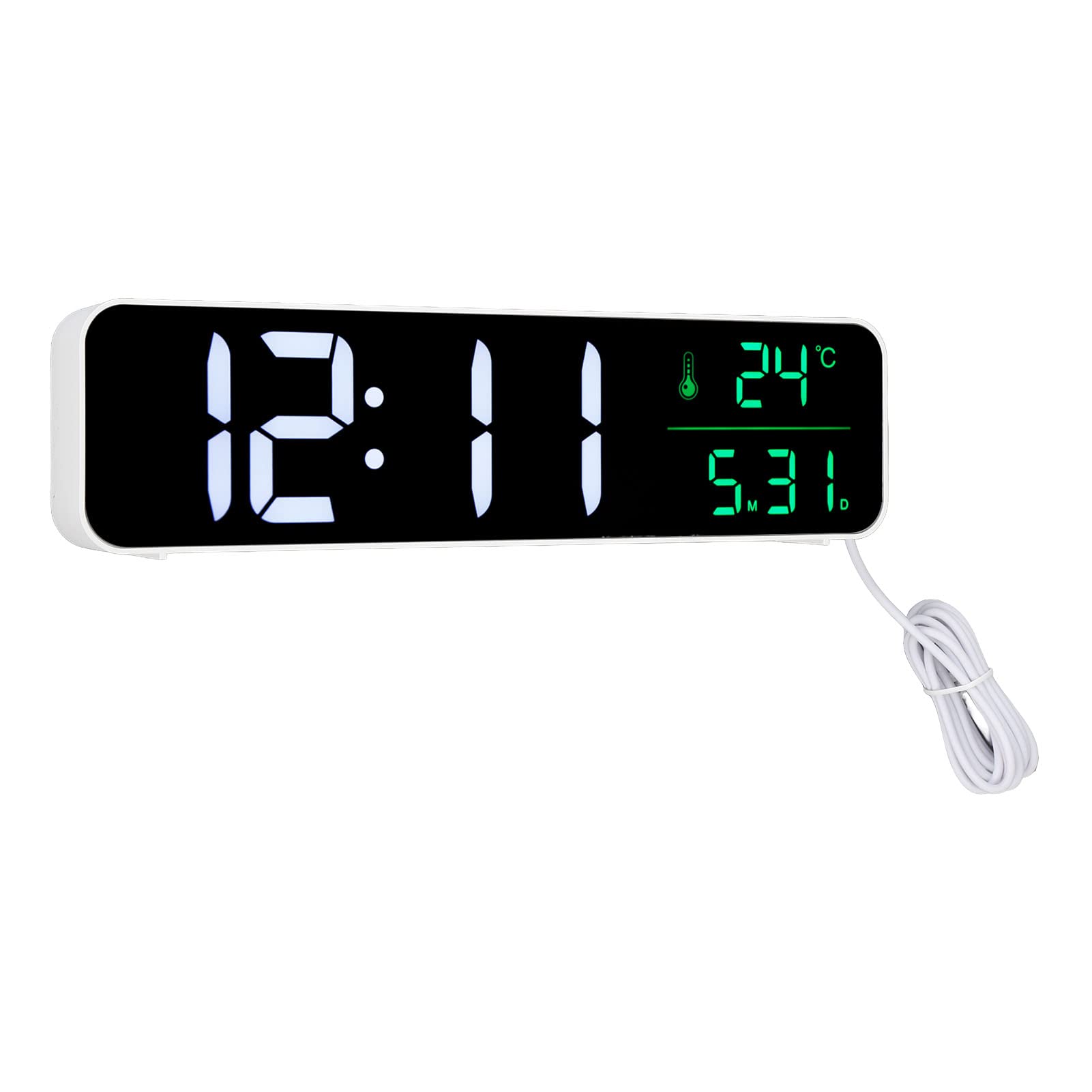 LED-Musikwecker, Großes Display mit 5 Helligkeitsstufen für (Weiß)