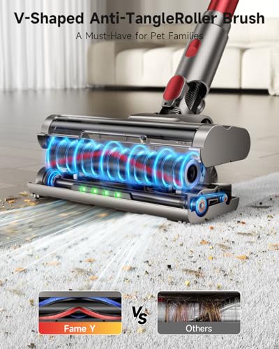 Image of AIPOWAY Cordless Vacuum Cleaner, 185AW Suction, 65 Mins, Anti-Tangle