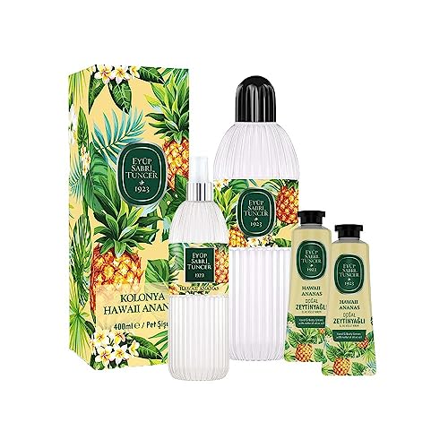 Hawaii Ananas Kolonya 400 ml, 150 ml ve 2 Adet El ve Vücut Kremi 50 ml
