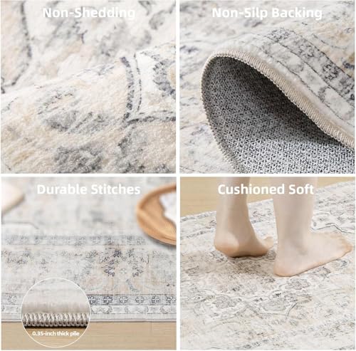 4x6 Washable Area Rugs for Bedroom: Entry Throw Rug Stain Resistant Boho Rug Non Slip Low Pile Small Carpet for Bedroom Kitchen Entryway Living Room Bedside Office Dorm Kids Room Entrance