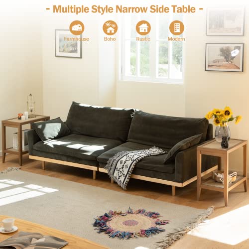 SICOTAS Rattan Nightstands Set of 2 Bedside Table - Boho Narrow End Table Living Room Set of 2 Side Table with Rattan Storage Shelves for Small Space - Image 6