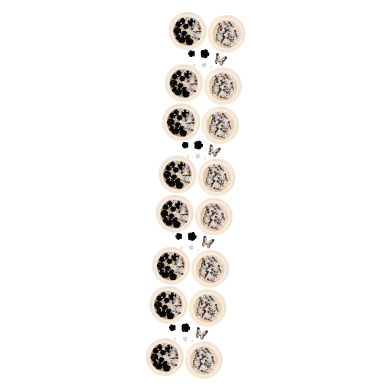 Beavorty 16 Scatole Diamante Scuro Per Unghie Ciondoli Di Perle Per Unghie Decorazioni Per Unghie Fai Da Te Ciondoli Per Unghie Nero Gemme Nere Gemma Piccoli Gioielli Resina