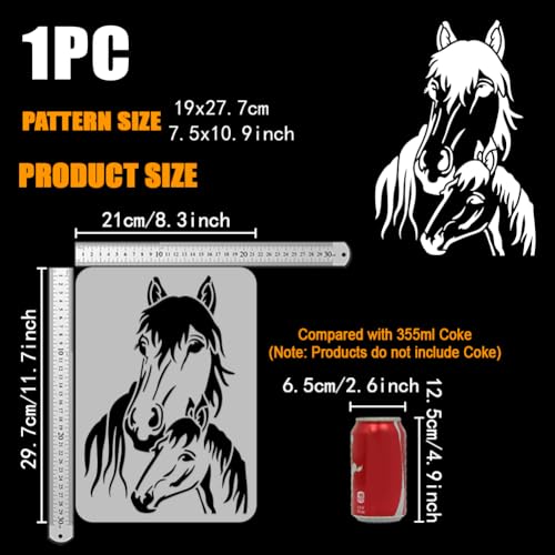 FINGERINSPIRE Pferde Malschablone 21x29.7 cm Wiederverwendbar Stute Und Fohlen Muster Zeichenvorlage Muttertags Schablone Pferdekopf Schablone Zum Malen Auf Holz Wand Stoff Möbeln