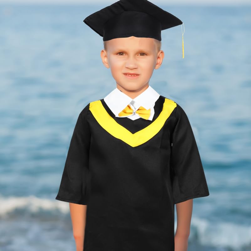 Gorra y vestido de graduación para niños disfraz preescolar con birrete de borla ajustable 5