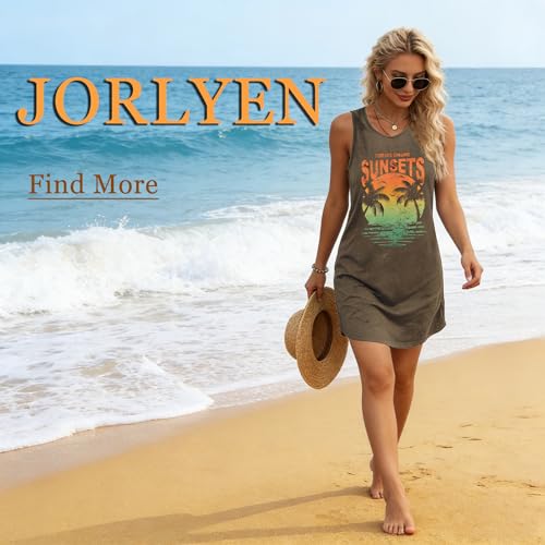 Image of Summer Tank Dress for Women Casual Vacation Sundress Coconut Tree Graphic Beach Cover Up