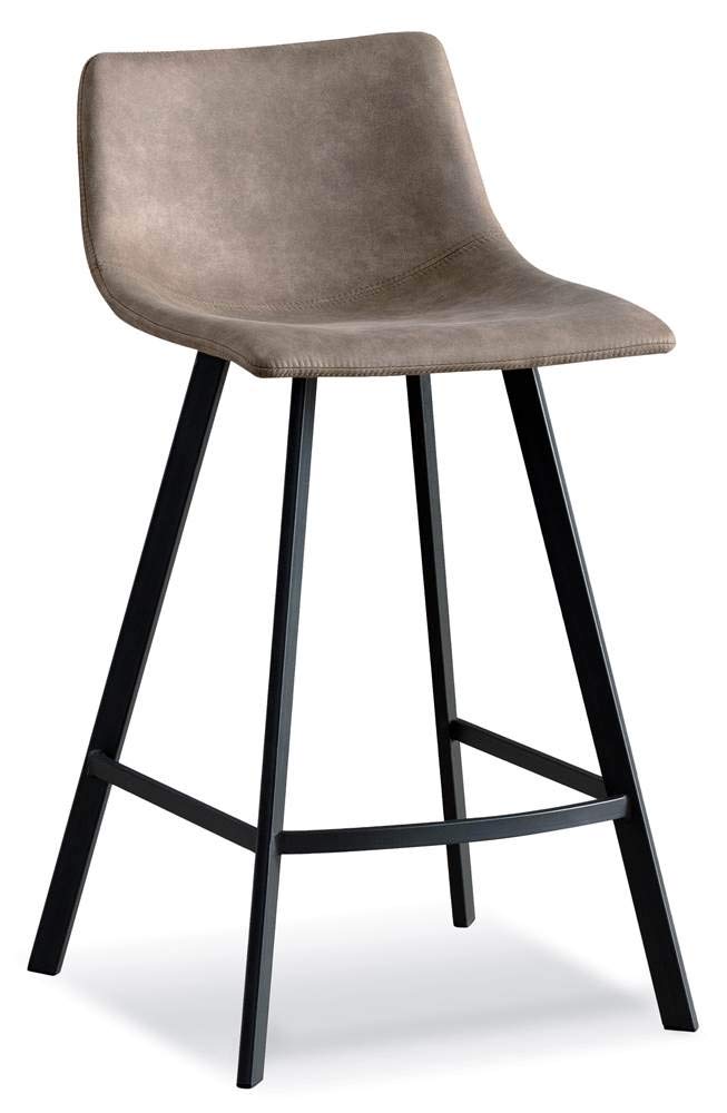 Leick Home10136BL/GR Upholstered Steel Base Microfiber Counter Stool, Set of 2, for Kitchen Counters and Islands, Dapple Gray and Matte Black