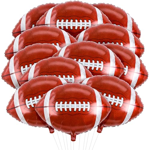Rugby-Balloons Football-Balloon 12Pcs 18inch Football Foil Balloons Sports Party Decor Game Day Birthday School Win Tailgate and Team Celebration Supply