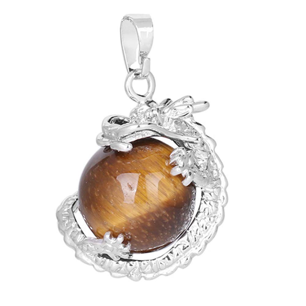 ARABAWomen Necklace Dragon Shape Chakras Crystals Healing Stone Pendant 3.6X2.1CM,Colour:White Turquoise (Color : Tiger Eye)