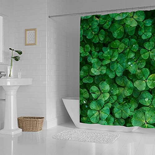 Rideau de douche vert 182x183 cm en polyester avec crochets en C CHEHONG - 4