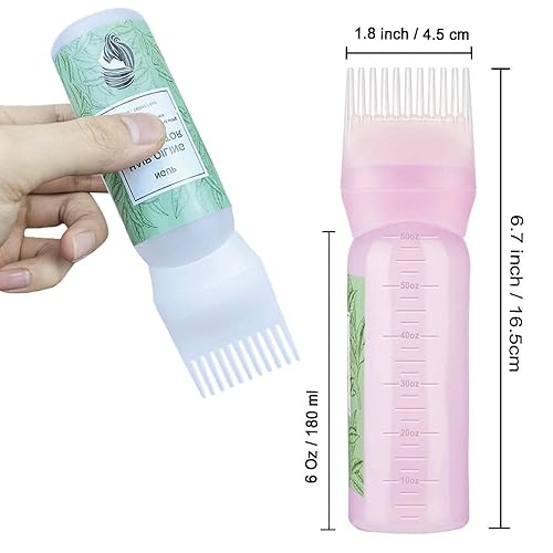 Miniatura 4 de NGUP Aplicador de aceite para el cabello con raíz de peine, paquete de 3 botellas de tinte para el cabello de 6 onzas, botellas de plástico
