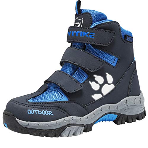 Elaphurus Kinder Winterstiefel Schneestiefel Warmfutter Wanderschuhe Jungen Stiefel Mädchen Baumwollschuhe Bequem Trekking Wanderstiefel, 32 EU, Dunkelblau