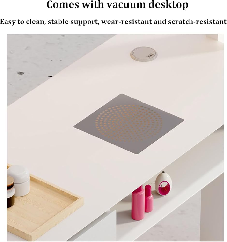 Tavolo professionale in legno per manicure con raccoglitore di polvere per salone spa e casa, stazione di lavoro di bellezza per la cura delle unghie e l'arte