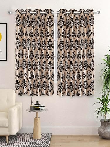 Image of Saral Home Medallion Chenille Blackout Window Curtains 2pc,Brown. 4x5 Ft