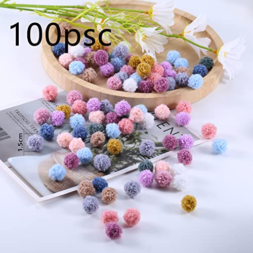 ToBeIT Pompoms 100 Pieces Colourful Pompoms Balls Fluffy Plush Balls Pom Pom Set for Crafts DIY Creative Crafts (A-1.5 cm) - Image 2