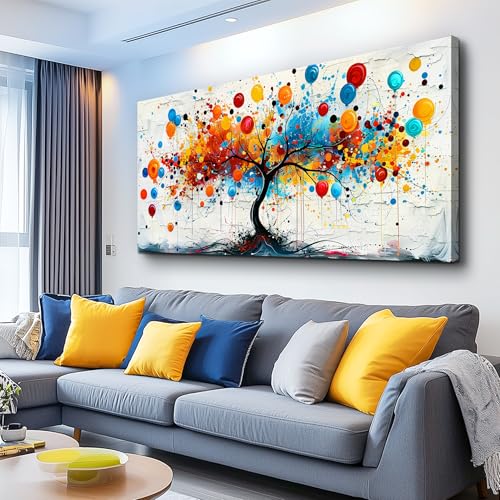 KELIYUAN Canvas Wall Art For Living Room Bedroom Wall Decor Home OfficeAbstract Tree Colorful Balloons Painting Bath Room Hallway Prints Artwork Picture Home Decoration Ready to hang 20x40 In
