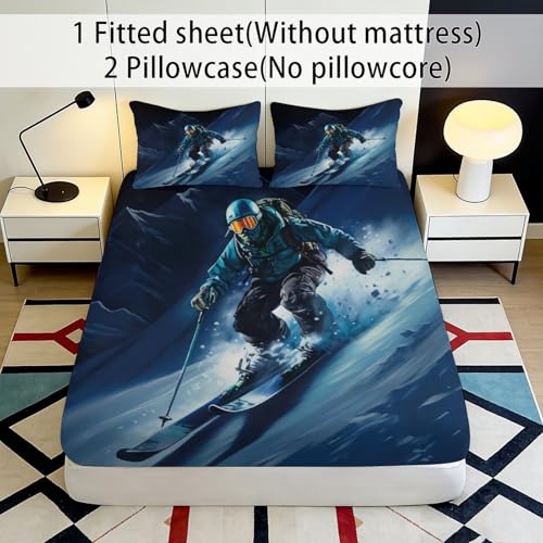 Drap housse ski 200x200x25 cm en microfibre imprimée 3D