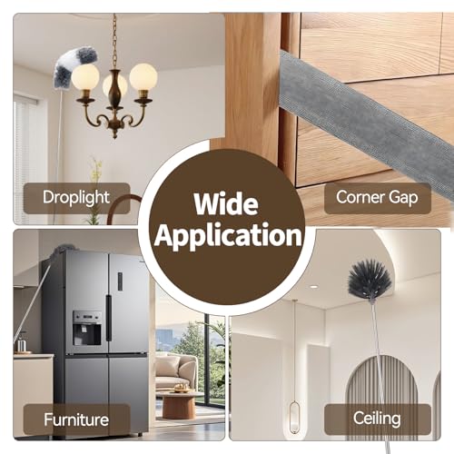 Image of HAMEINY Microfiber Feather Duster for Cleaning 5-in-1 Kit 100 inch Extendable | Furniture Dusters with Extension Pole 100 Inches High Ceiling Fan Dusters Cobweb Duster for Car Wall Blinds Cleaning Dusting