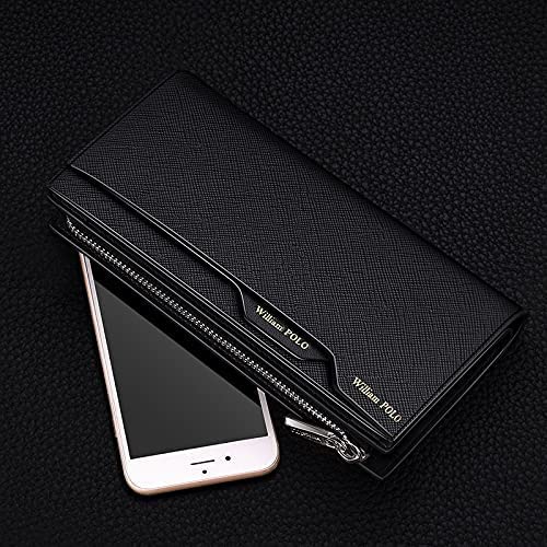 Spacious & Functional Luxury Wallets Removable Card Holder Men's Genuine Leather Purses Fashion Men's Strap Leather Phone Credit Card Billfold Clutch Purse4