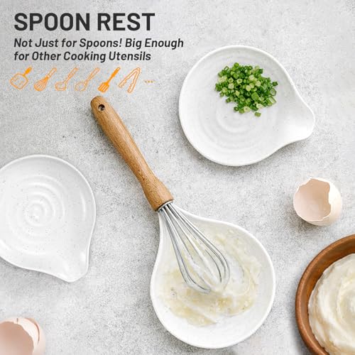 Image of Ceramic Rotating Utensil Holder with Spoon Rest for Kitchen Counter White
