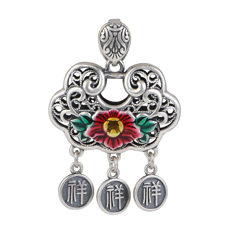 Pendentif en argent Sterling 925 pour femmes avec chaîne de pull vintage ajourée