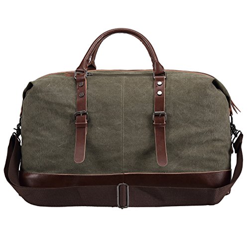 Ulgoo-Travel-Duffel-Bag-Canvas-Bag-PU-Leather-Weekend-Bag-Overnight