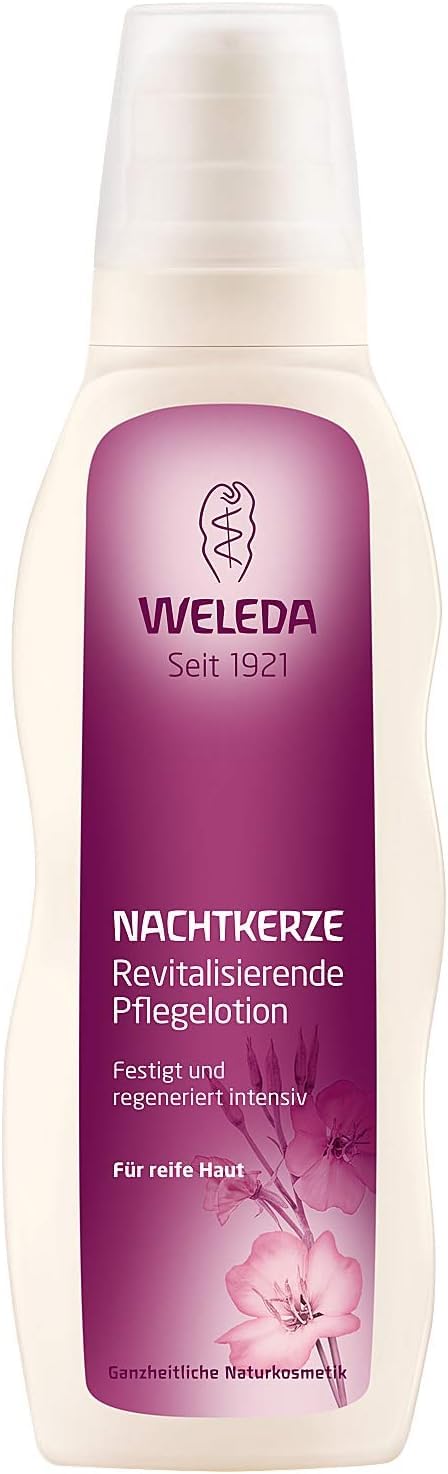 WELEDA Bio Nachtkerze Revitalisierende Pflegelotion, Naturkosmetik Bodylotion zur intensiven Pflege, Stärkung und Regeneration sensibler Haut, Körperlotion für sehr trockene Haut (1 x 200 ml)