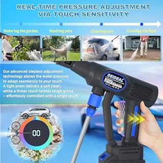 Cordless Pressure Washer, 1280 PSI Portable Power Washer with Trigger-Controlled Variable Pressure, Cordless Power Washer with 2 x 4.0Ah Batteries & 6-in-1 Nozzle for Car and Garden Cleaning