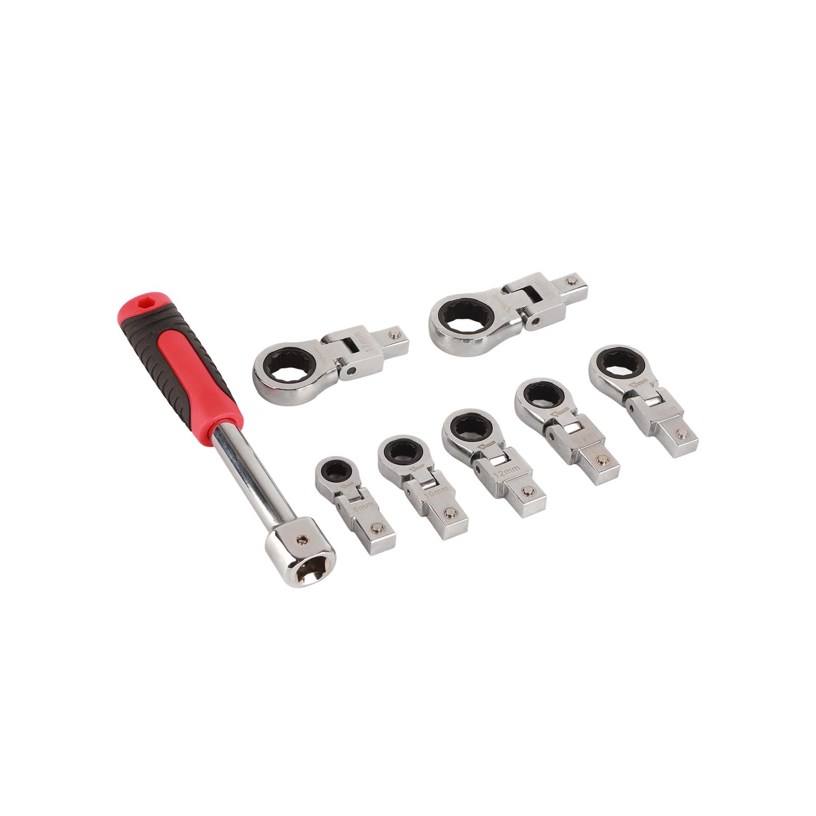 Jeu de clés à cliquet 8 pièces |Tête pivotante à 180° en acier allié chromé |Kit d'outils robuste pour la réparation automobile, l'entretien de la maison, l'assemblage de meubles