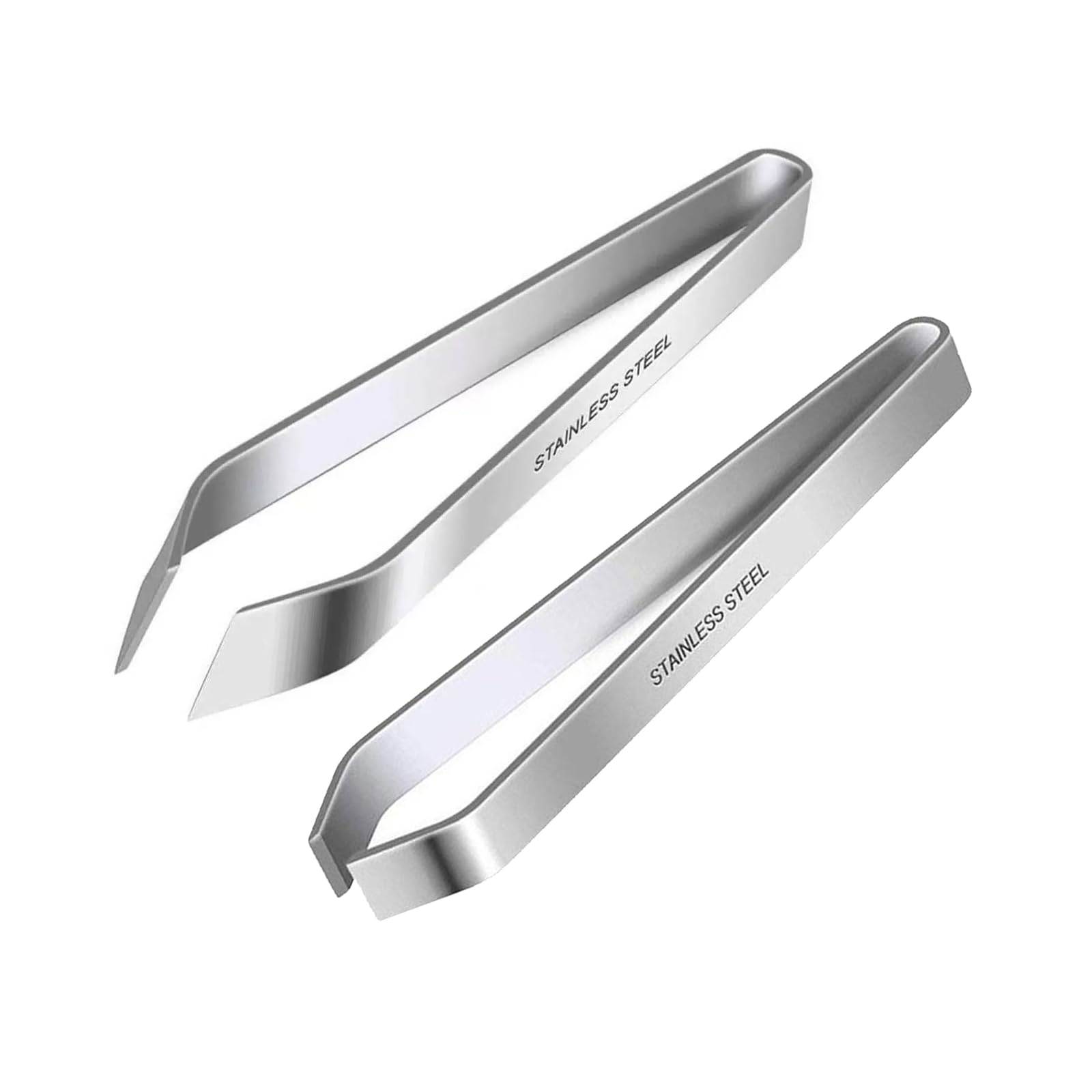 2 Pcs Bone Tweezers Set, Scale Remover, Kitchen Bone Remover Tweezers, Professional Stainless Steel Flat and Slant Tweezers for Plucking Poultry Feathers,Removing Bones,Scales