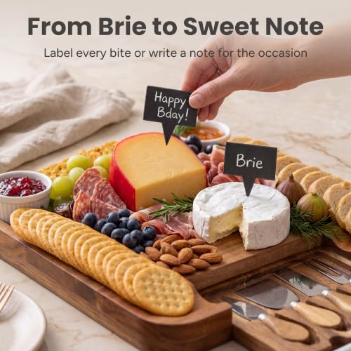 Image of SMIRLY Charcuterie Board Set with Serving Accessories, Acacia