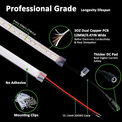 JOYLIT 24V LED Strip Lights 5M 6000K Cool White Outdoor Waterproof 14000LM Ultra Bright, CE UL Professional CRI 90+ 238LEDs/M High Density 2835 SMD 120W Dimmable LED Tape Illumination Purpose