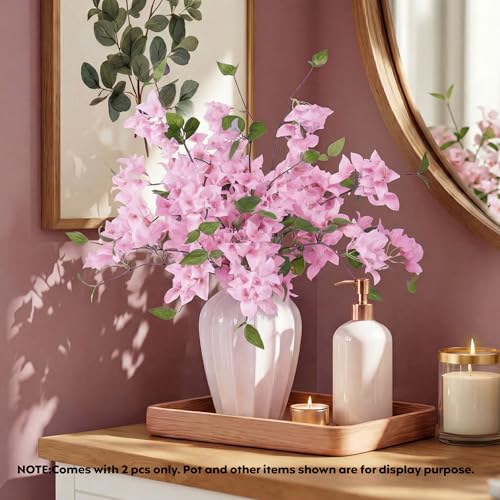 Image of Decor & More 2 PCS Artificial Flowers Bunch - Realistic Silk Bougainvillea Long Stem Artificial Flower Bunch Without Pot | Artificial Flower for Decoration | (Without Pot)