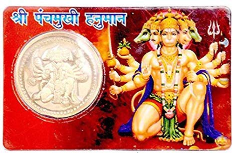 Om Pooja Shop Panchmukhi Hanuman Vahan Durghatna Nashak Yantra Coin in Copper 32 mm for Wallet-picture-46