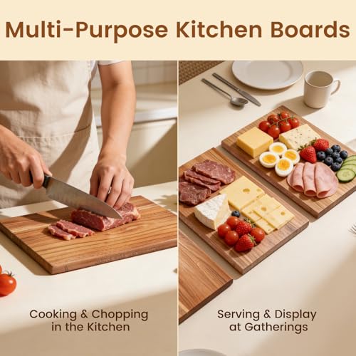 Set de 3 tablas de cortar de madera Acacia con soporte miniatura 6