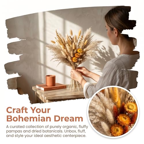 Kit 73 Pcs Flores Secas Pampas Grass DIY Decoración miniatura 4