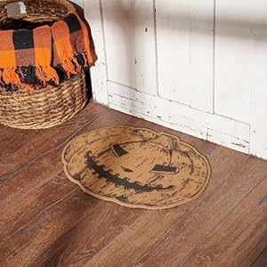 Primitives by kathy rug jack olantern displaying a cutout design of a jack olantern with muted halloween colors  urban country home decor