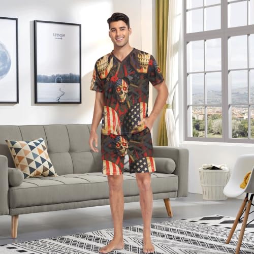 Camisas de pijama para hombre GuoChe que evitan el calor nocturno con estilo de calavera 3