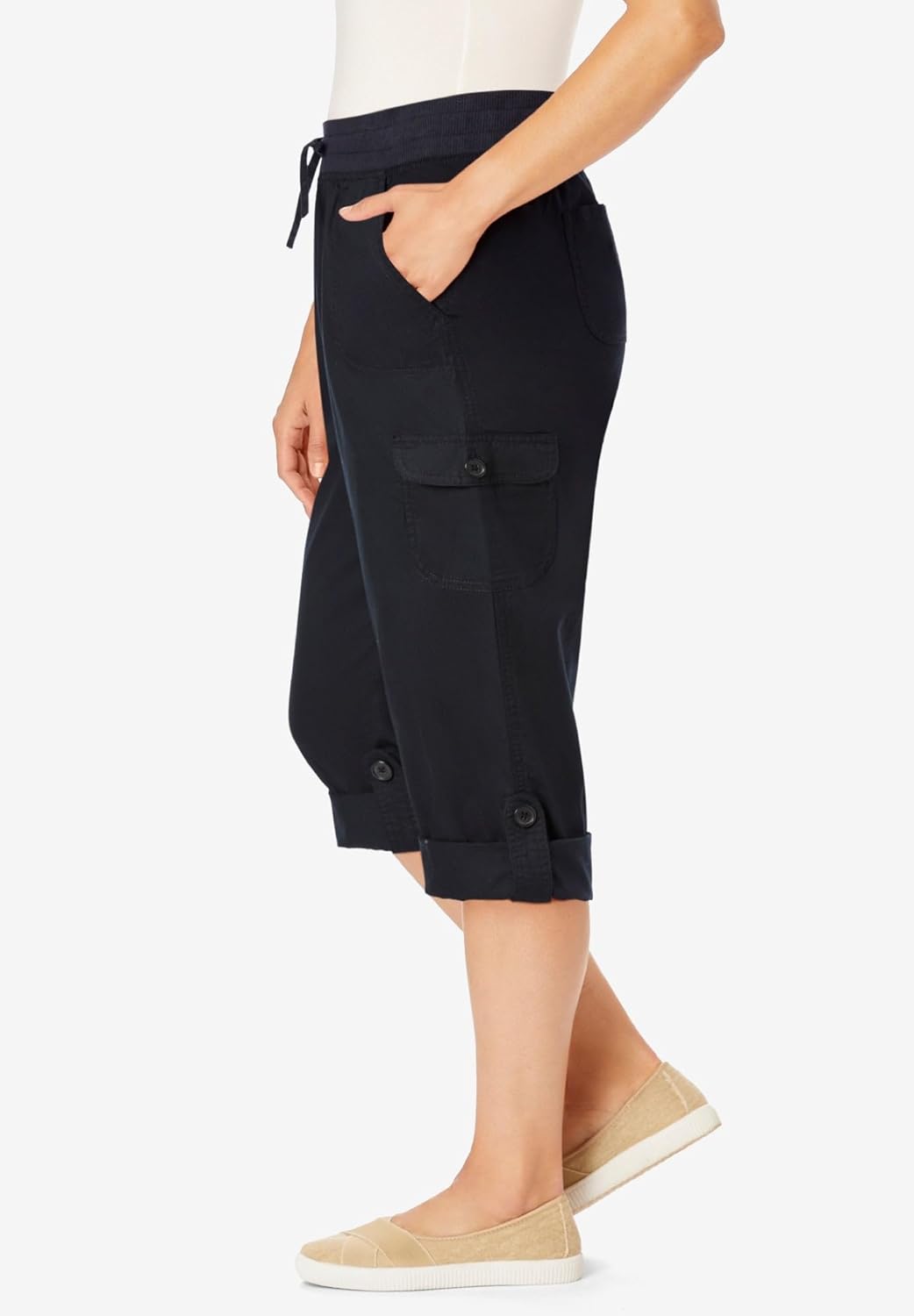 Woman Within Women's Convertible Length Cargo Capri/Bermuda Pants