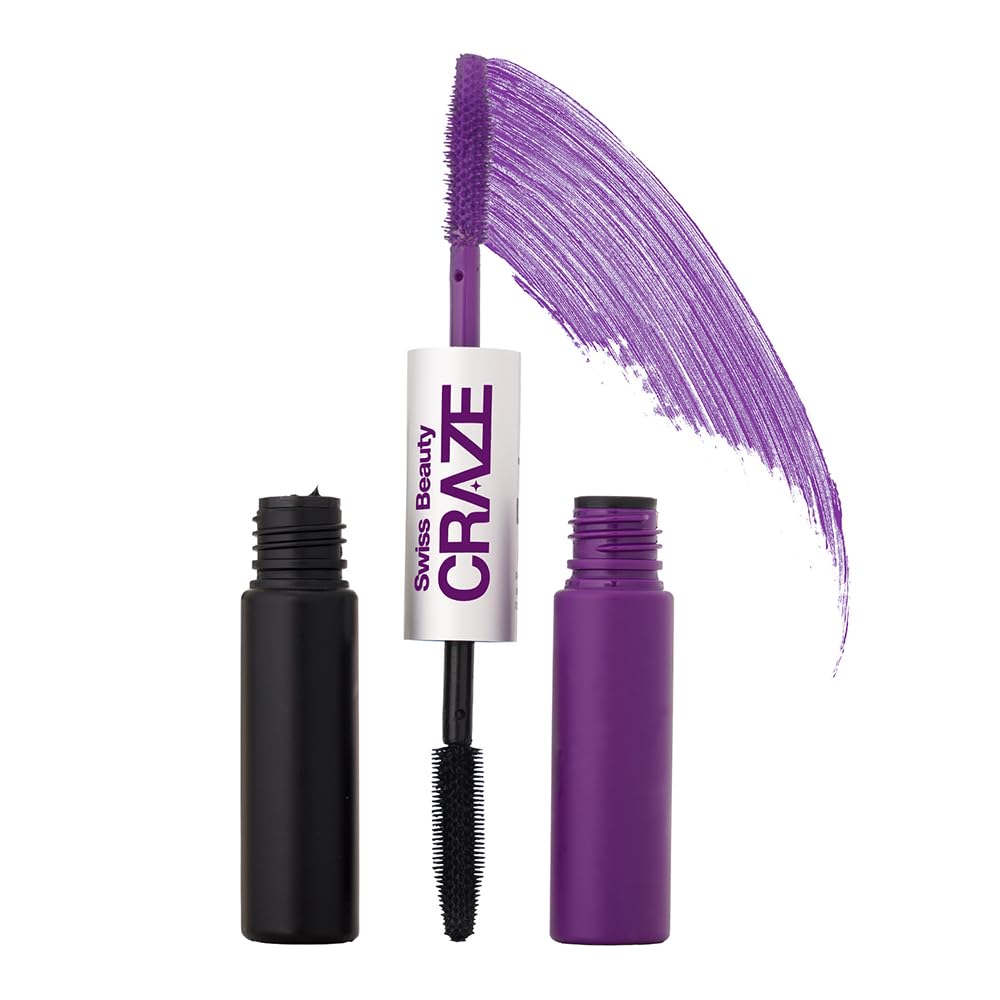 Craze It's Extraa Dual Non -Flaky Mascara | With Silicon Brush | Lengthening & Curling Non- smudging Mascara | Shade- Feeling Purple, 10gm
