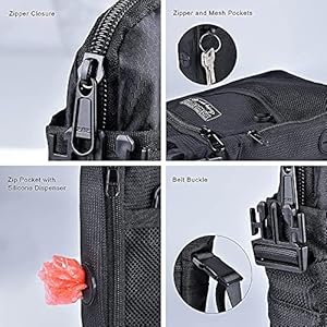 Dog Treat Pouch Bag for Pet Training with Zipper Closure,Fanny Pack for Dog Walking,Puppy Training Pouch with Adjustable Waistband,Shoulder Strap and Dog Waste Bag Dispenser