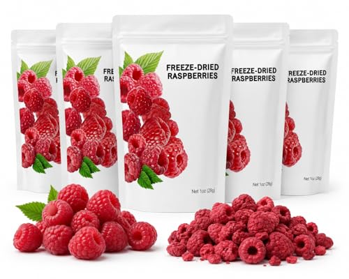 Freeze-Dried Raspberries 5 Pack (5oz Total) | 100% Real Fruit Snack | No Sugar Added | Non-GMO Gluten-Free Vegan | Healthy Freeze-Dried Fruit by Wise Harvest