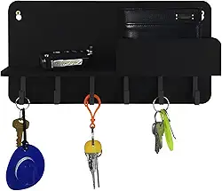 Porta Chave Parede Preto Criativo Decorativo Casa Apartamento MDF 6MM com 6 Ganchos