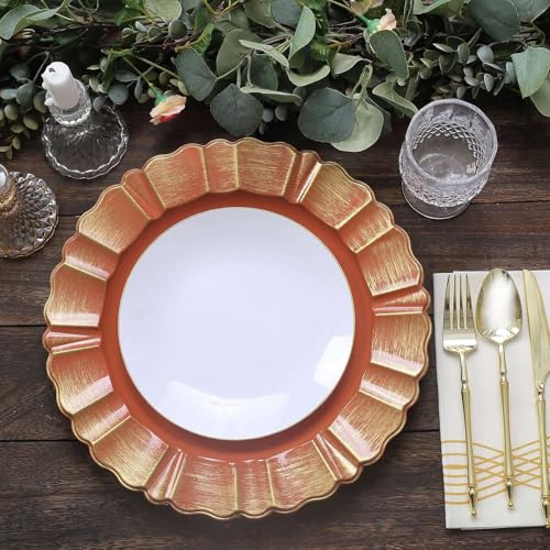 Set de 6 platos cargadores redondos terracota 13'' miniatura 7