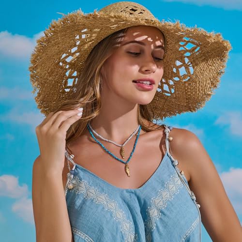 Boho Fish Necklace for Women - Blue Crystal Chain Sardine Pendant Necklaces, Bohemian Beach Jewelry | Waterproof Summer Jewelry for Swimwear & Vacation3