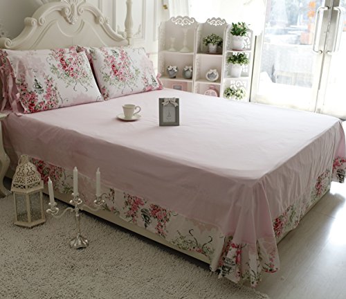 FADFAY Rose Floral 4 Piece Bed Sheet Set 100% Cotton Deep Pocket-Cal King - Thumbnail 5