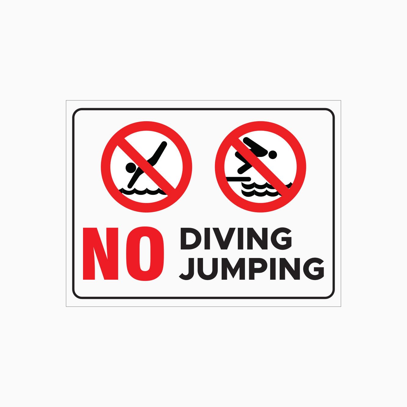 NO DIVING or JUMPING IN POOL Sign, 12x8 Metal Tin Sign, pool safety prohibition plaque for swimming areas and public water venues.