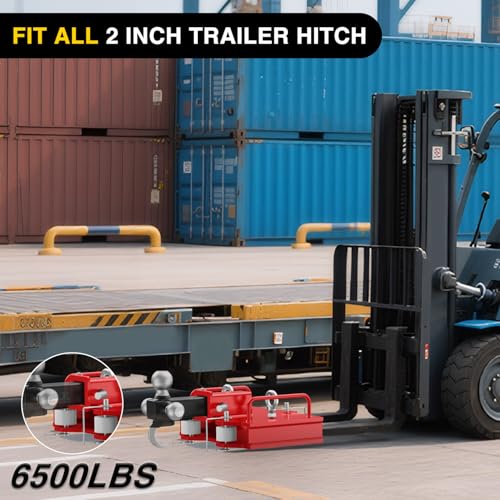 Image of Nilight Forklift Trailer Hitch Attachment Fits 2 Inch Receiver 6500 LBS Capacity Clamp on Dual Pallet Forks Forklift Tow Hitch Attachment Universal Forklift Ball Hitch Mount Trailer Towing Adapter