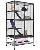 Garvee Small Animal Cage, 64 ''H Deluxe Ferret Cage - 4 Tier Large Chinchilla Cage with Removable Ramp, Hammock, Extra Storage Stand,Removable Tray for Ferret, Chinchilla, Guinea Pig,Hamster